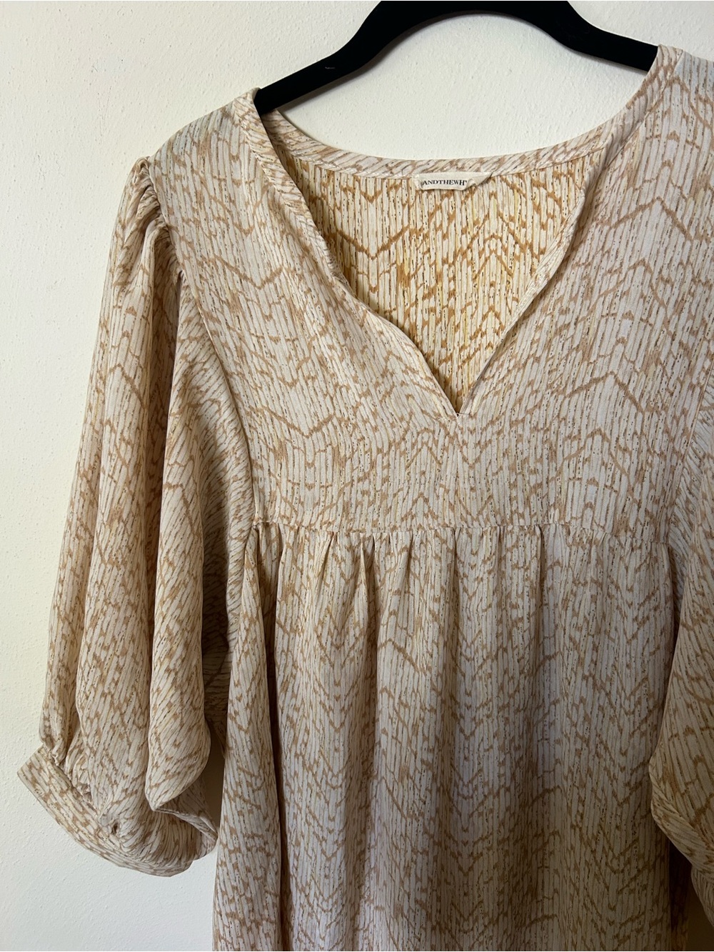 AndTheWhy Cream Bamboo Print Mini Dress